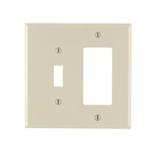 2-Gang Light Almond 1-Toggle / 1-Decora/Rocker Nylon Midway/Midsize Wall Plate (1-Pack) PJ126-T